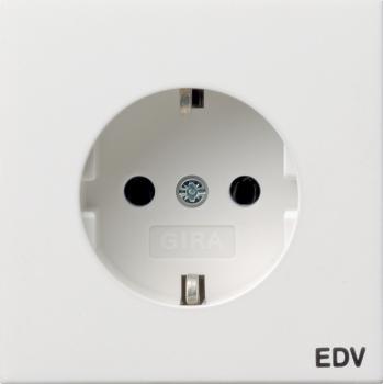 Gira SCHUKO Aufdruck EDV Flächenschalter Reinweiß 0458112