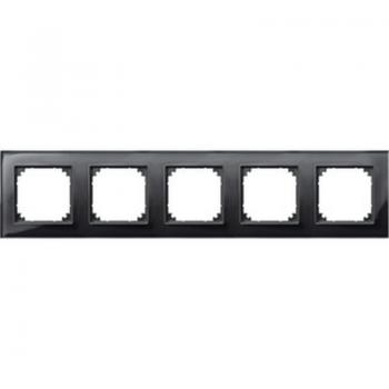 Merten M-PLAN-Echtglasrahmen, 5fach, Onyxschwarz 489503