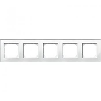 Merten M-PLAN-Echtglasrahmen, 5fach, Brillantweiß 489519