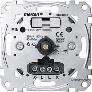 Merten Drehdimmer-Einsatz mit Druck-Wechselschalter, 40-400 W MEG5132-0000