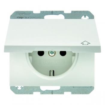Berker K.1 Steckdose mit Klappdeckel und KS polarwei§, gl_nzend 47517109