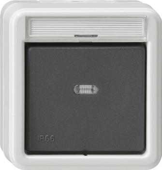 Gira IP44 WD Wippschalter Aus 2pol Aufputz Grau 010231