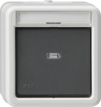 Gira IP44 WD Wippschalter Aus 2pol Kontroll Aufputz Grau 011231
