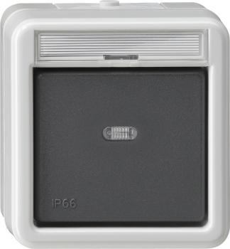 Gira IP44 WD Wipptaster mit Meldekontakt Aufputz Grau 015231