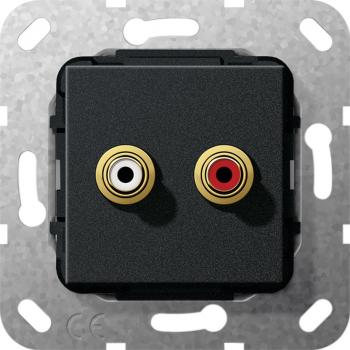 Gira Cinch Audio Kabelpeitsche Einsatz Schwarz matt 563310