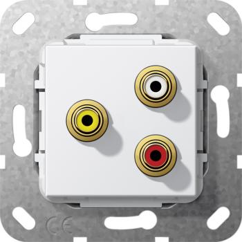 Gira Cinch Audio, Composite Kabelpeitsche Einsatz Reinwei§ 563703