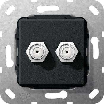 Gira SAT F Buchse 2fach Gender Changer Einsatz Schwarz matt 565110
