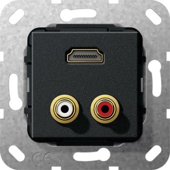 Gira HDMI, Cinch Audio Gender Changer Einsatz Schwarz matt 567310