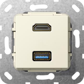 Gira HDMI, USB 3.0 A Gender Changer Einsatz Cremewei§ 567801