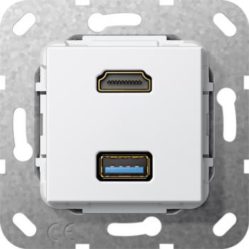 Gira HDMI, USB 3.0 A Gender Changer Einsatz Reinwei§ 567803