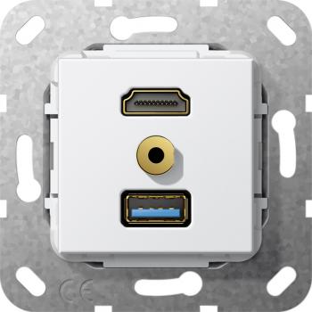 Gira HDMI,USB 3.0 A,M Klinke Gender Ch,K peit Einsatz Reinwei§ 568003