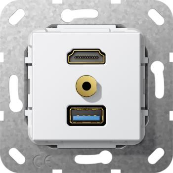 Gira HDMI,USB 3.0 A,M Klinke Kabelpeitsche Einsatz Reinwei§ 568103