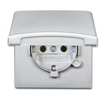 B+J allwetter Steckdose mit Klappdeckel alusilber 20 EUGK-33-101