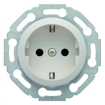 Berker 1930/Glas/Palazzo Steckdose mit KS polarweiß, glänzend 4755