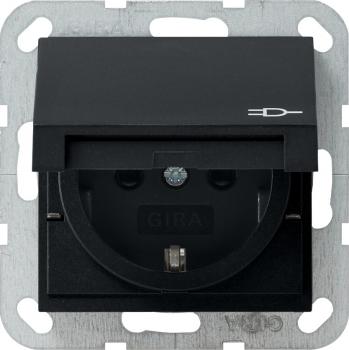 Gira System 55 Steckdose mit KD und KS Schwarz matt 0414005