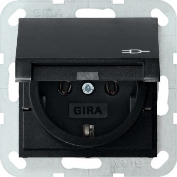 Gira System 55 Steckdose mit Klappdeckel Schwarz matt 0454005