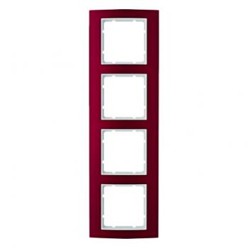 Berker B.3 Rahmen 4-Fach Alu, rot/polarwei§ 10143022