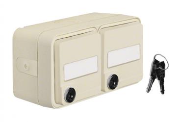 Berker W.1 IP55 Aufputz Steckdose 2fach waagerecht Beschriftbar polarweiss matt 47893522