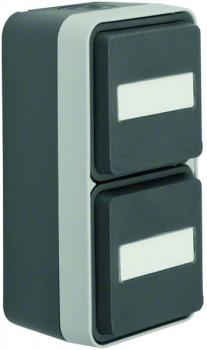 Berker W.1 IP55 Aufputz Steckdose 2fach senkrecht Beschriftbar grau 47703535