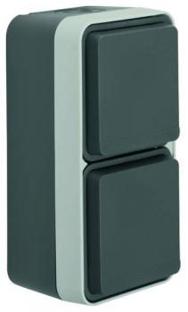 Berker W.1 IP55 Aufputz Steckdose 2fach senkrecht grau 47703555
