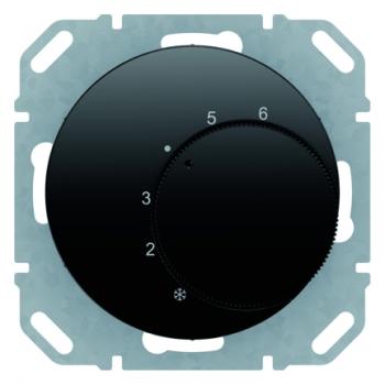 Berker Temperaturregler mit Wechsler und ZentralstŸck Berker R.1/R.3 schwarz, gl_nzend 20262045