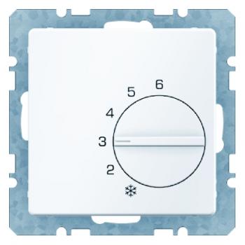 Berker Temperaturregler mit Wechsler und Zentralstück Berker Q.1/Q.3 polarweiß, samt 20266089