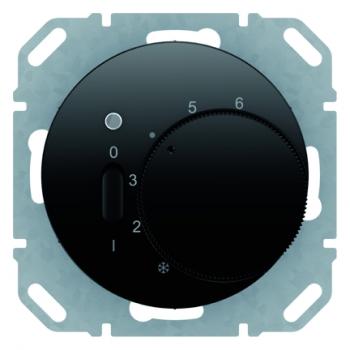 Berker Temperaturregler mit …ffner, ZentralstŸck, Wippschalter und LED Berker R.1/R.3 schwarz, gl_nzend 20302045