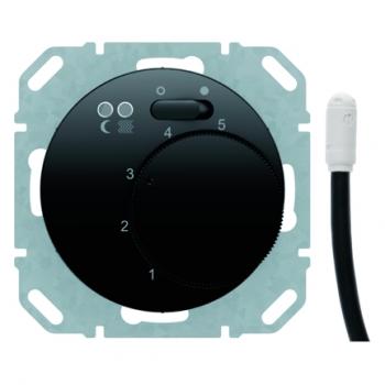 Berker Fu§bodentemperaturregler mit Schlie§er, ZentralstŸck, Wippschalter, Berker R.1/R.3 schwarz, gl_nzend 20342045