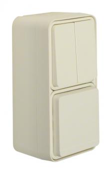 Berker W.1 IP55 Aufputz Kombination Serienschalter./Steckdose polarweiss matt 47903512