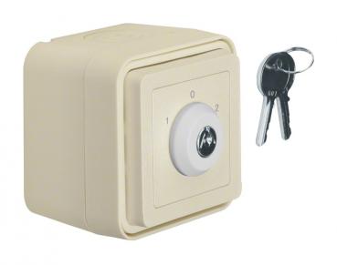 Berker W.1 IP55 Aufputz Jalousie-Schluesselschalter mit Aufdruck polarweiss matt 32723512