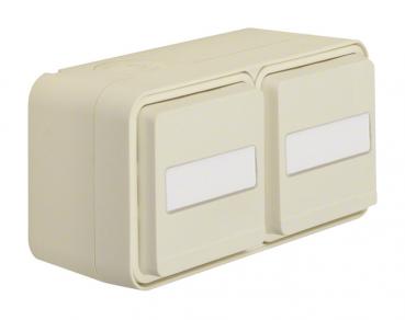 Berker W.1 IP55 Aufputz Steckdose 2fach waagerecht Beschriftbar polarweiss matt 47753532