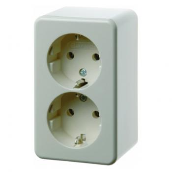 Berker Doppelsteckdose Aufputz wei§, gl_nzend 472140