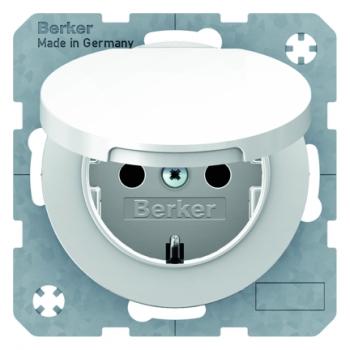 Berker R.1/R.3 Steckdose mit Klappdeckel und KS polarweiß, glänzend 47512089