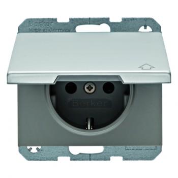 Berker K.5 Steckdose mit Klappdeckel Alu 47517103