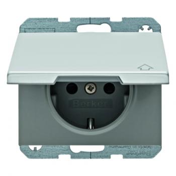 Berker K.5 Steckdose mit Klappdeckel IP44 Alu 47517203
