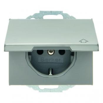 Berker K.5 Steckdose mit Klappdeckel IP44  Edelstahl Rostfrei 47517204