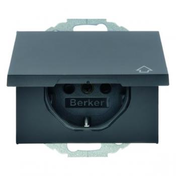 Berker K.1 Steckdose mit Klappdeckel und KS anthrazit, matt 47517206
