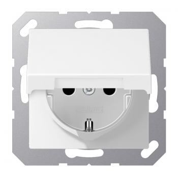 Jung SCHUKO Steckdose, 16 A 250 V ~, Berührungsschutz, Klappdeckel, Thermoplast lackiert, Serie A, schneeweiß matt A1520BFKIKLWWM