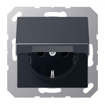 Jung SCHUKO Steckdose, 16 A 250 V ~, Klappdeckel, Thermoplast lackiert, Serie A, anthrazit matt A1520BFKLANM