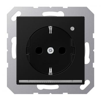 Jung SCHUKO® Steckdose mit LED-Orientierungslicht, 16 A 250 V ~, Berührungsschutz, Thermoplast lackiert, Serie A, graphitschwarz matt A1520-OSWMLNW