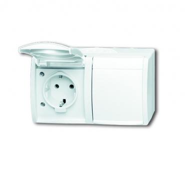 B+J ocean¨  Steckdose mit Klappdeckel,waagerecht,2-fach,alpinwei§ 20/2 EW-54