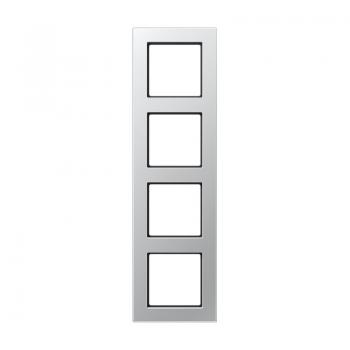Jung Rahmen 4-fach, senkrechte und waagerechte Montage, Thermoplast lackiert, A 550, aluminium A5584BFAL