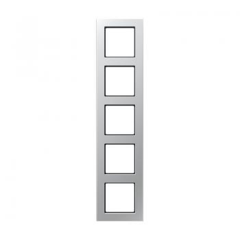 Jung Rahmen 5-fach, senkrechte und waagerechte Montage, Thermoplast lackiert, A 550, aluminium A5585BFAL