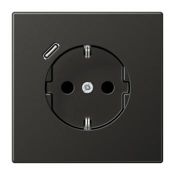 Jung SCHUKO Steckdose 16 A 250 V ~, mit USB-Ladegerät 1 x Typ C, Berührungsschutz, Serie LS, anthrazit (lackiert) AL1520-18CAN-L
