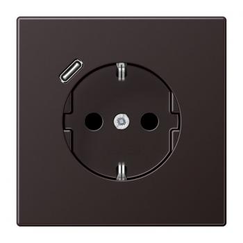 Jung SCHUKO Steckdose 16 A 250 V ~, mit USB-Ladegerät 1 x Typ C, Berührungsschutz, Serie LS, dark (lackiert) AL1520-18CD-L