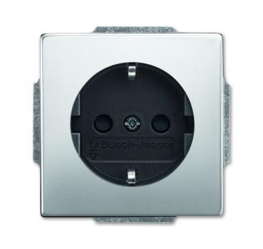 B+J pur edelstahl, Steckdose mit Kinderschutz edelstahl 20EUCKS-866