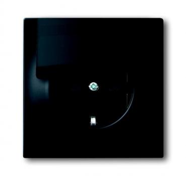 B+J impuls, Steckdose mit Klappdeckel, schwarz matt 20 EUK-775