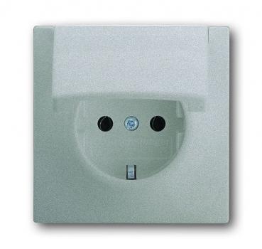 B+J impuls, Steckdose mit Klappdeckel, alusilber 20 EUK-783