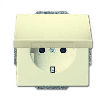 B+J future® linear,Steckdose mit Klappdeckel, elfenbeinweiß 20 EUK-82