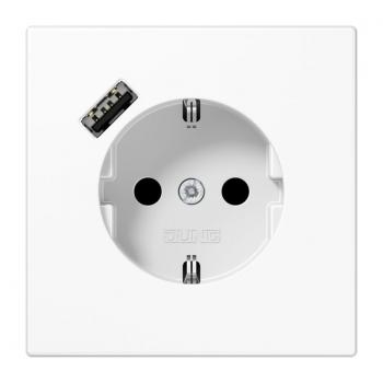 Jung SCHUKO Steckdose 16 A 250 V ~, mit USB-Ladegerät 1 x Typ A, Berührungsschutz, Serie LS, alpinweiß LS1520-18AWW